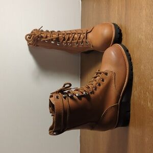 New Free People X Jeffrey Campbell Lucca Brown Leather Hiker Boots Size 6